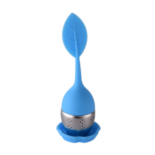 Theefilter blad bloem silicone blauw.