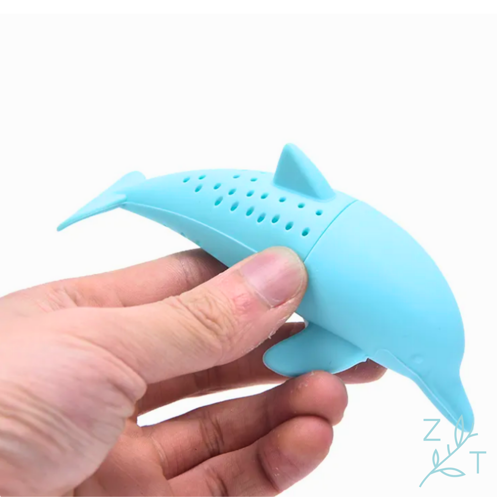 Theefilter dolfijn thee infusie blauw.