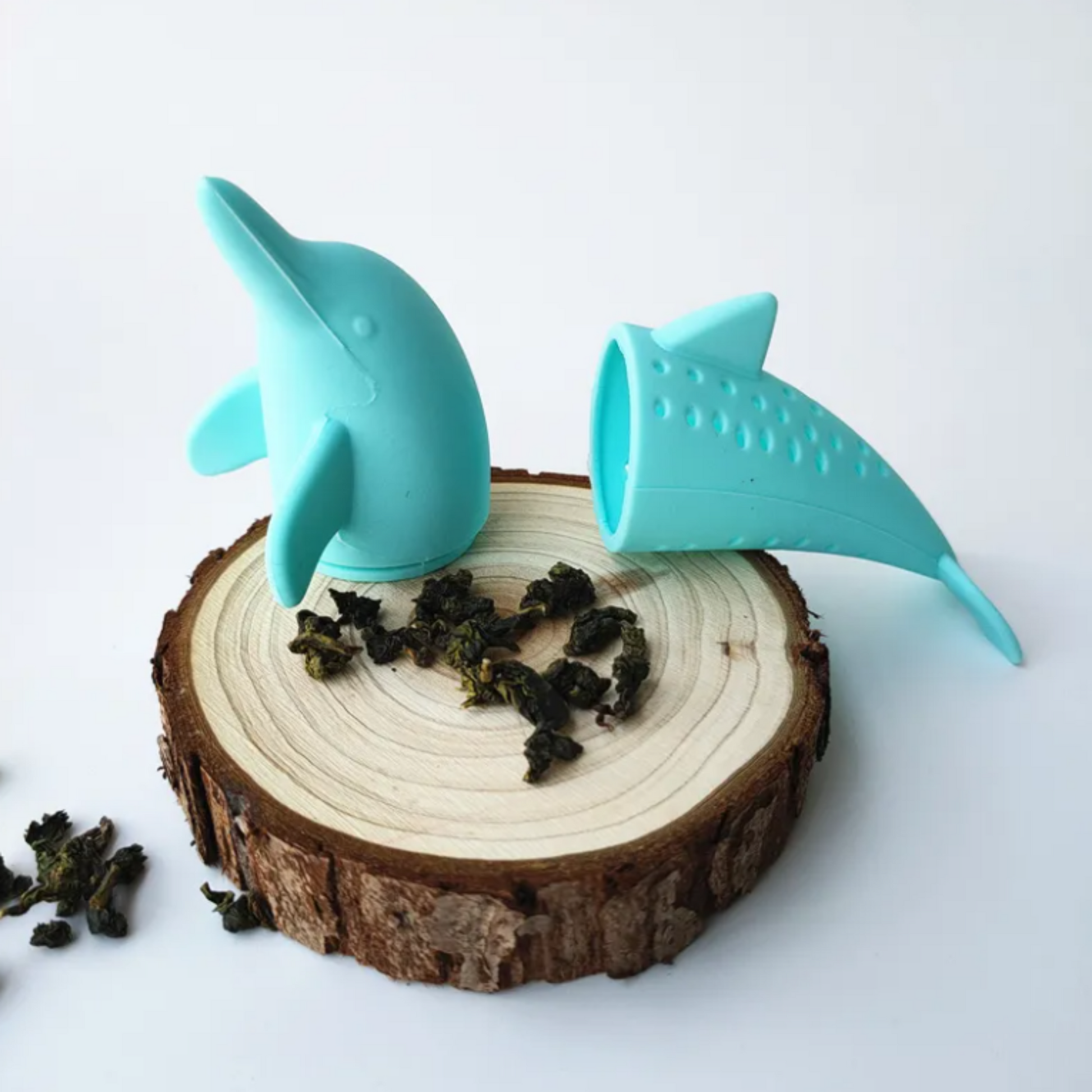 Theefilter dolfijn thee infusie blauw.