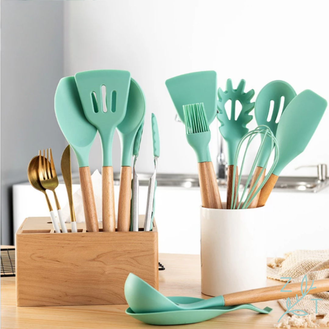 keukenset groen schuimspaan opscheplepel soeplepel schuimspaan spaghettilepel garde