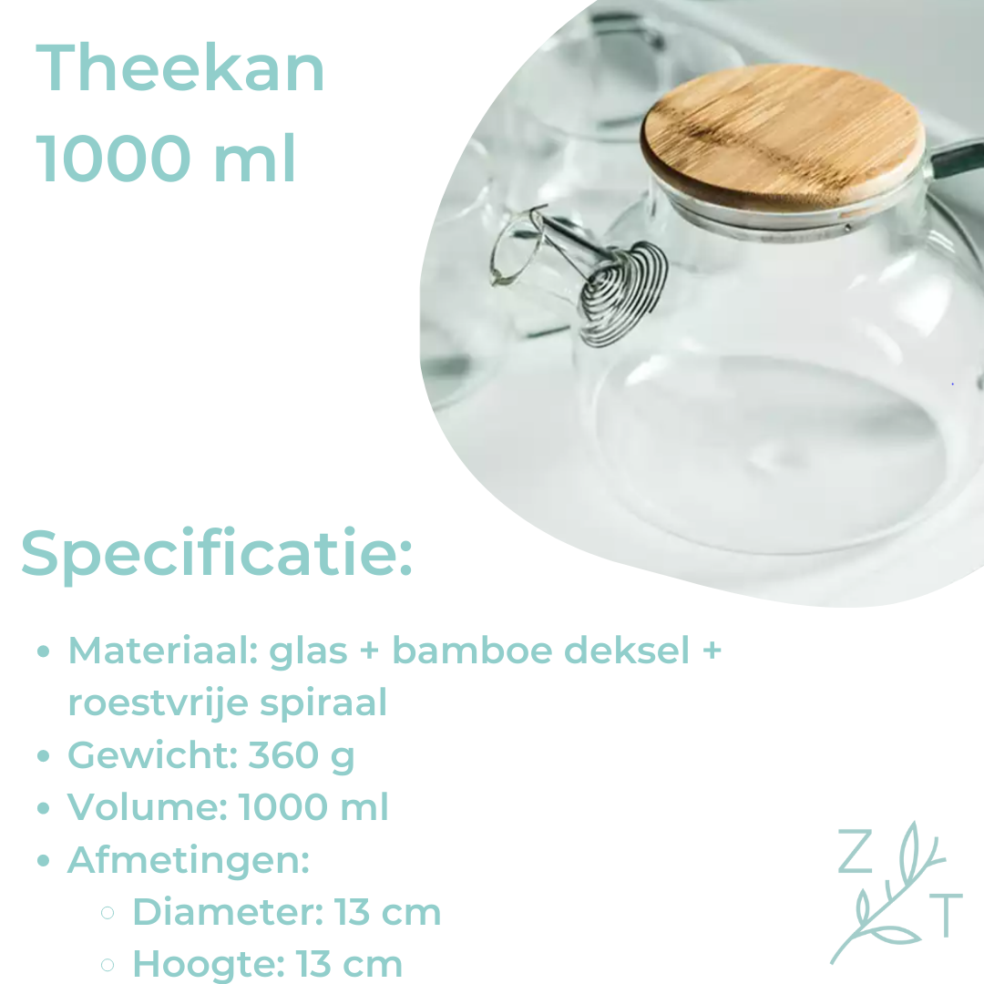 Theekan filter losse thee infusie verse thee spiraal 1 liter