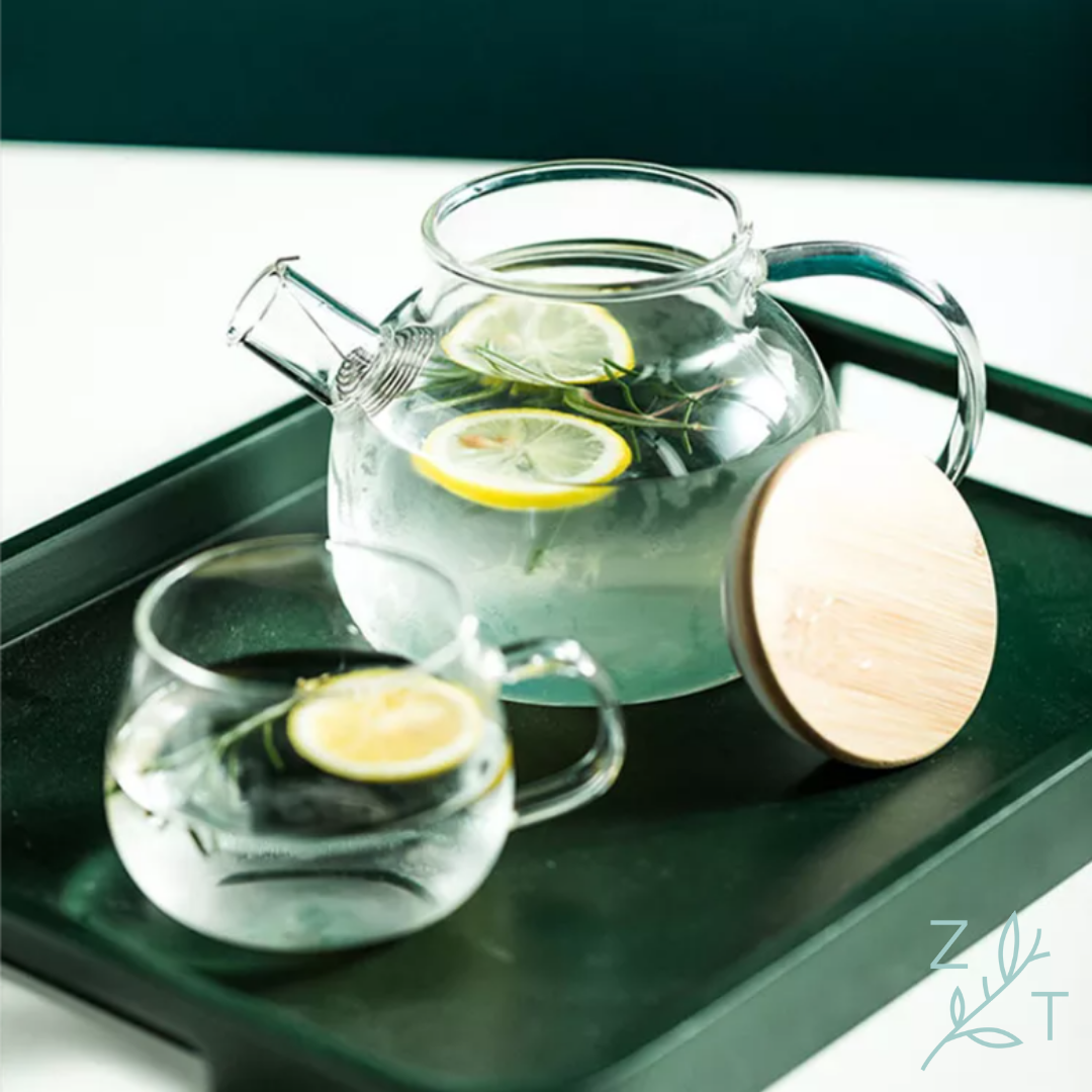Theekan filter losse thee infusie verse thee spiraal 1 liter glas bamboe