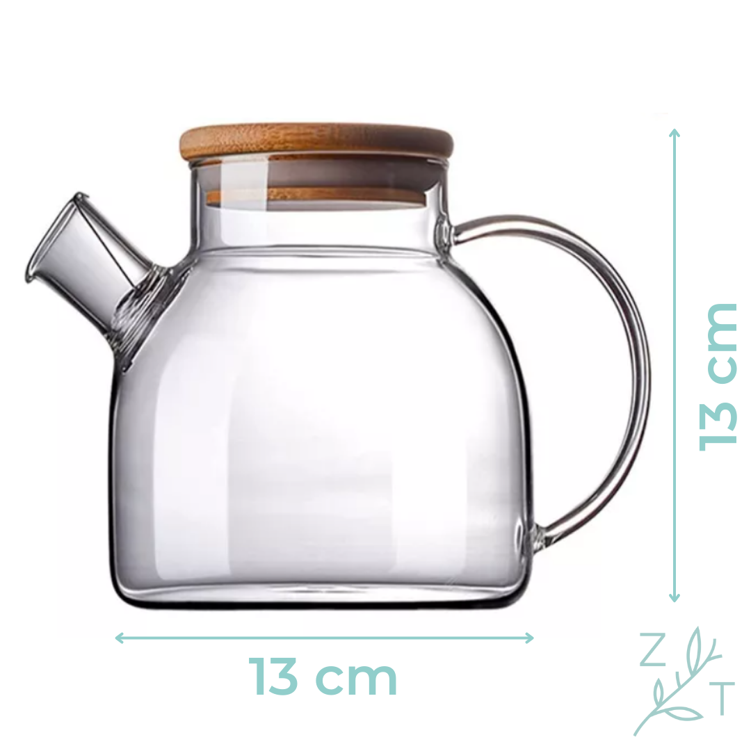 Theekan filter losse thee infusie verse thee spiraal 1 liter glas bamboe ZijTak