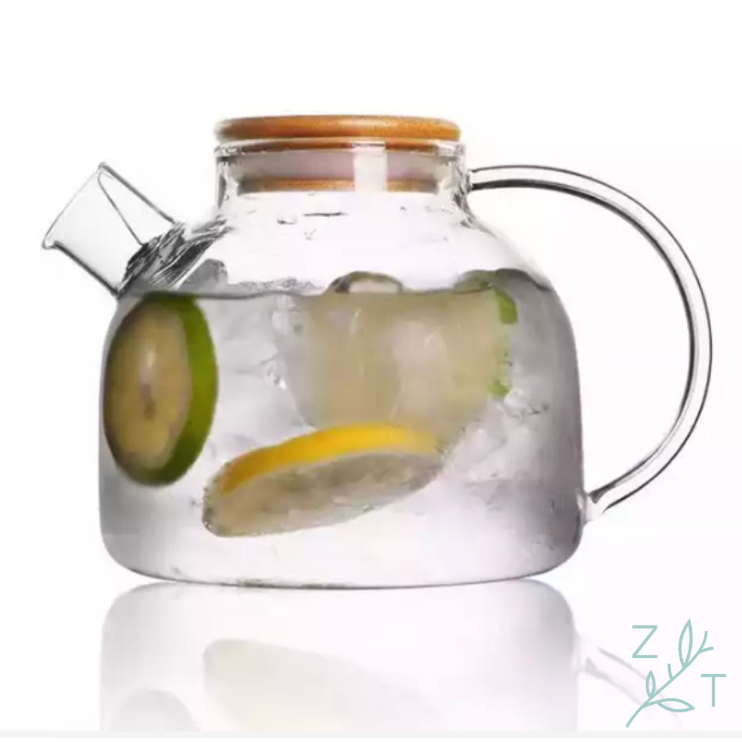Theekan filter losse thee infusie verse thee spiraal 1 liter glas bamboe