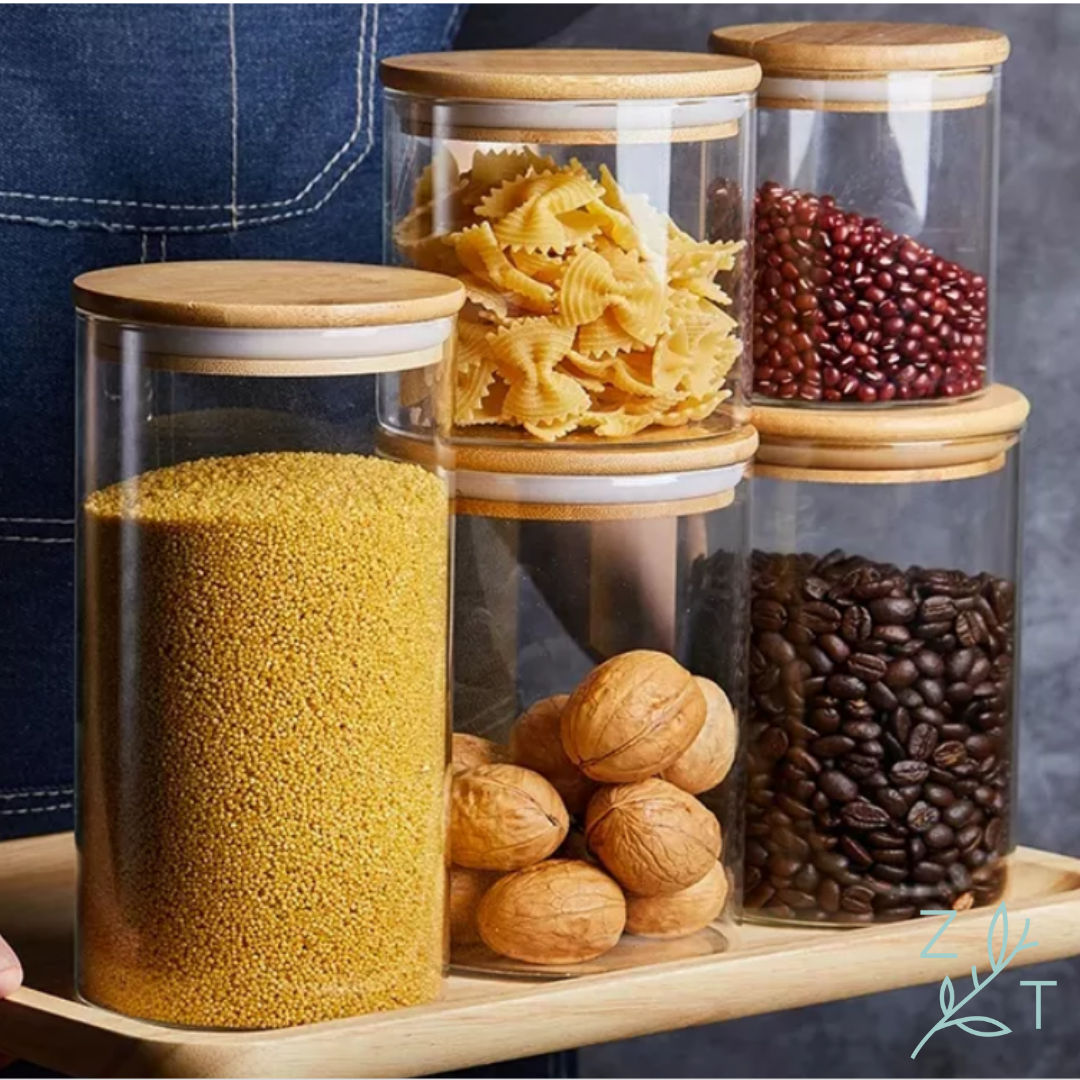 Voorraadpot 2200 ml glas bamboe ZijTak