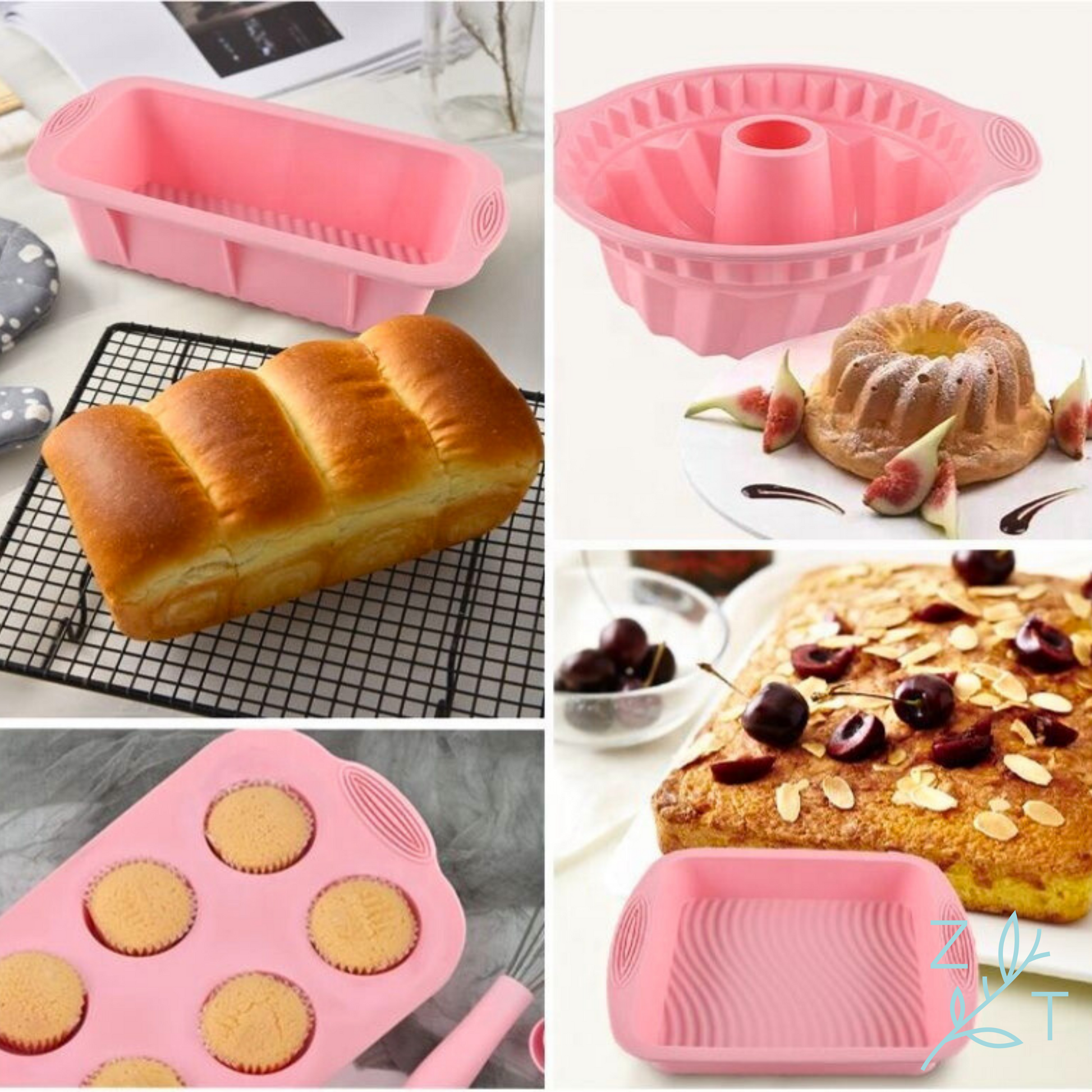 Bakvorm cupcake cake tulband bakblik roze silicone 