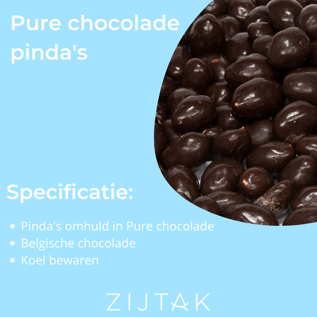 infographic van gechocolateerde pinda's met pure Belgische chocolade van zijtak.