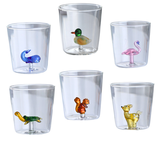 Glas met dier Eekhoorn Walvis Eend Flamingo Schildpad Hert Gratis verzending Kortrijk België