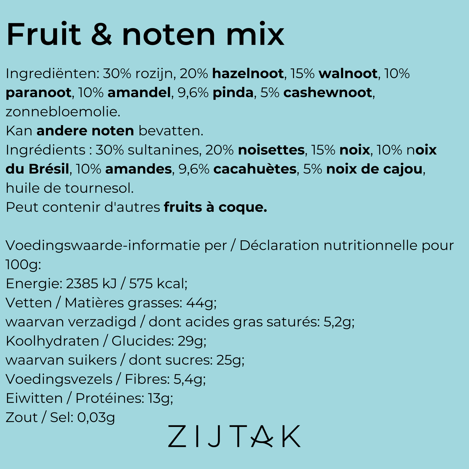 Notenmix rozijnen fruit noten amandelen cashewnoten walnoten gratis verzending Kortrijk Antwerpen België