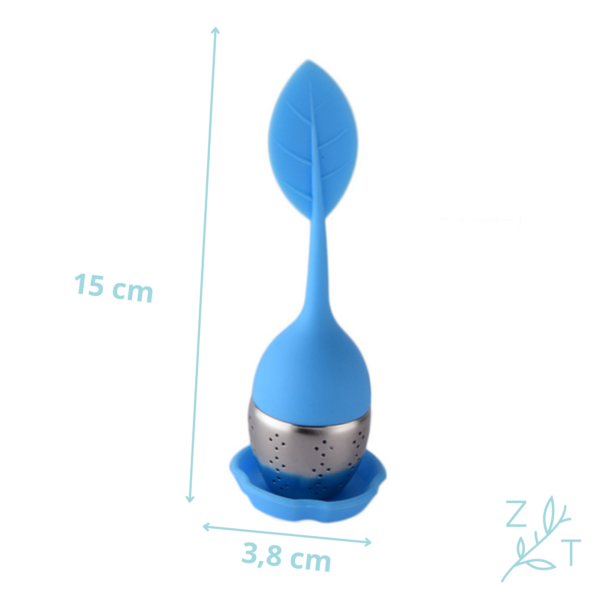Theefilter blad bloem silicone blauw.