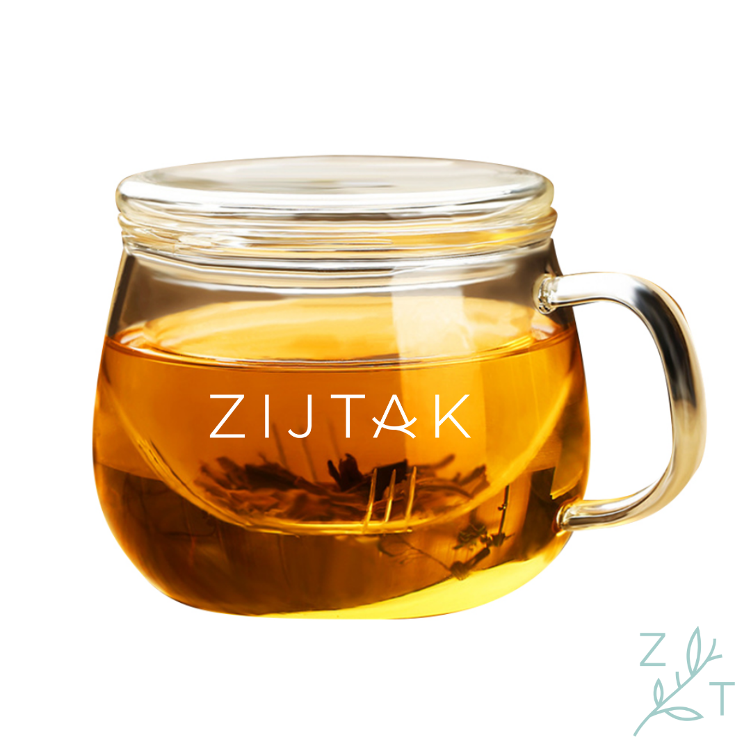 Theeglas met filter glas thee infusie losse thee theetas