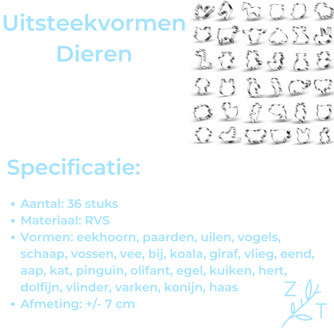 Uitsteekvorm set - 36 dieren