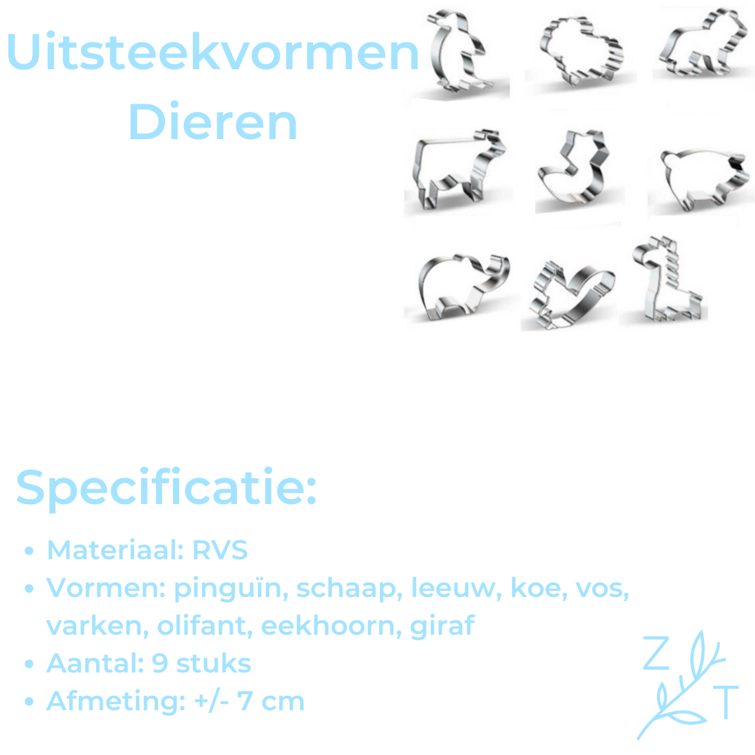 Uitsteekvorm set - 9 dieren