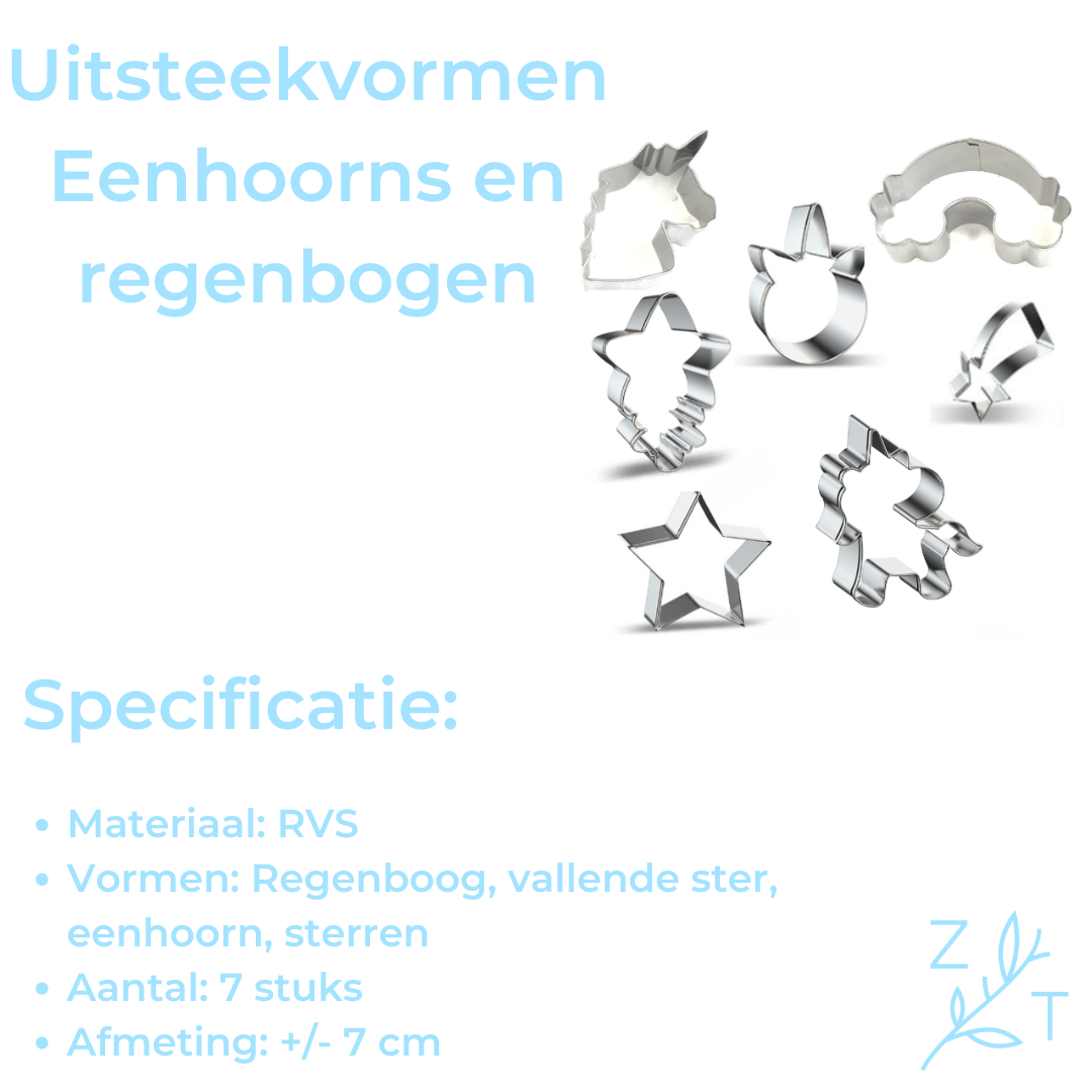 Uitsteekvorm set - eenhoorn - 7 stuks