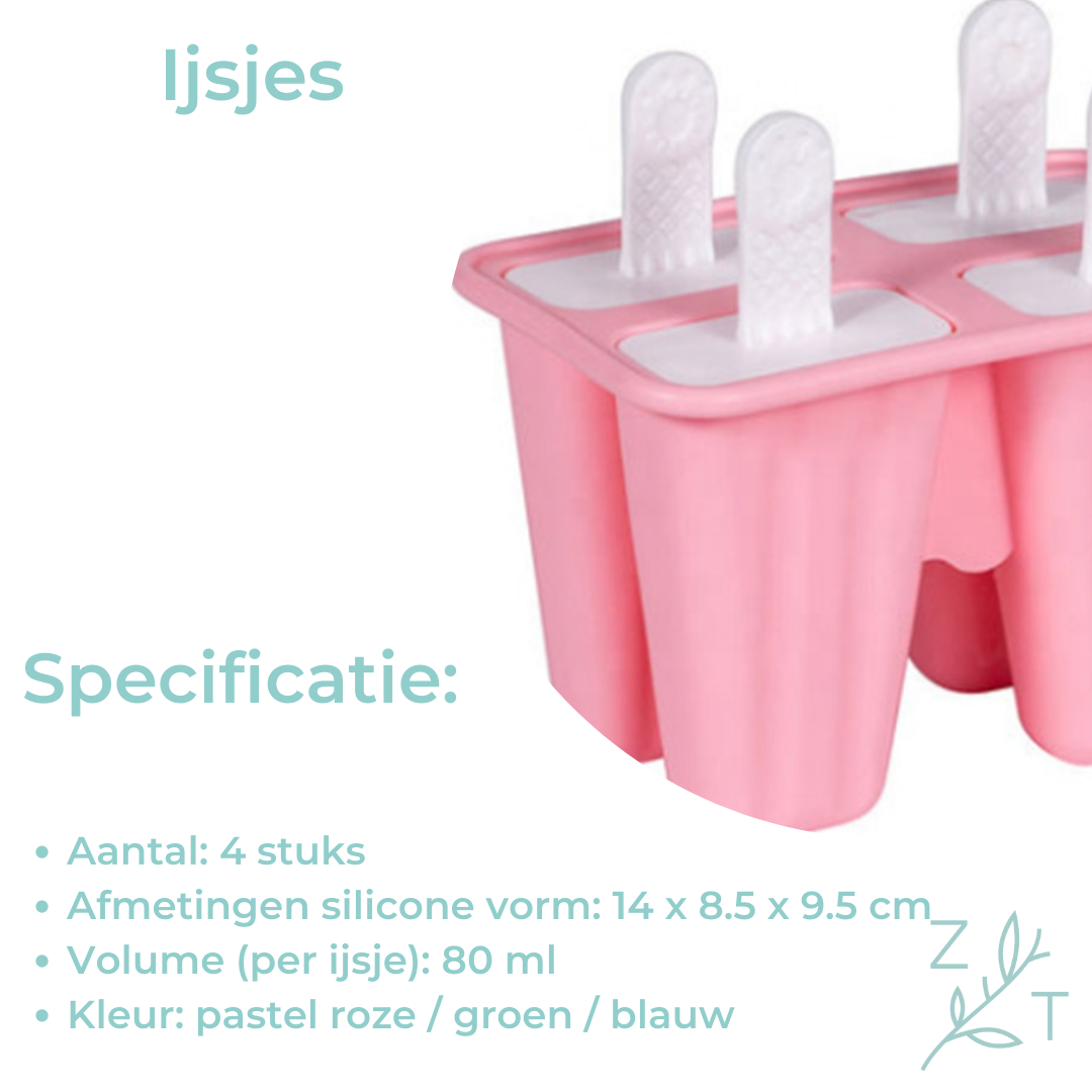 Ijsjeshouder ijsjesvorm ijsje silicone groen roze blauw