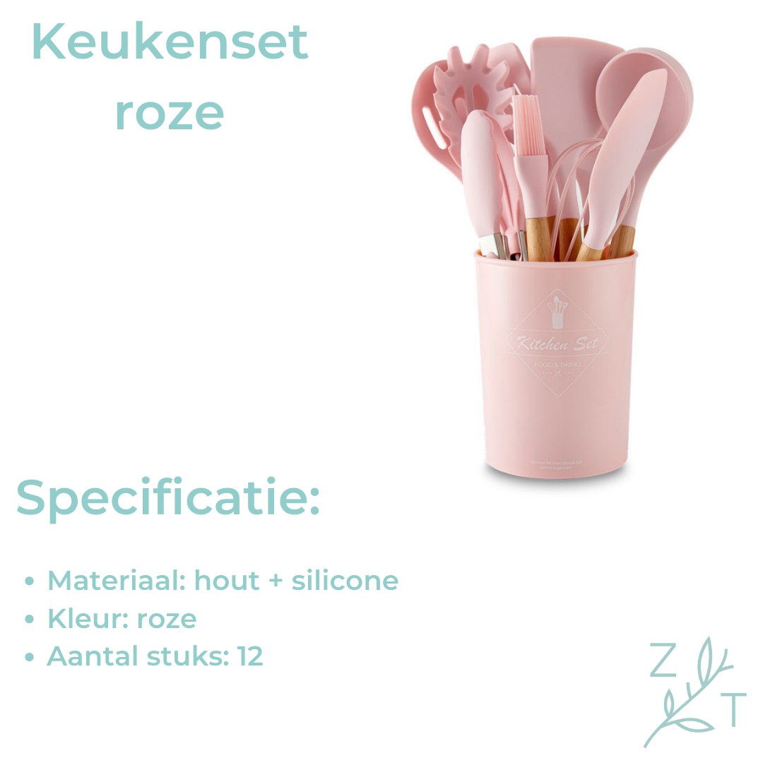 Keukenset roze hout