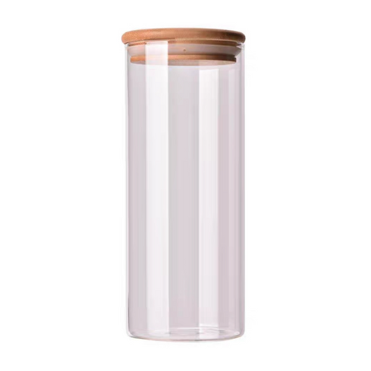 Voorraadpot 1700 ml glas bamboe