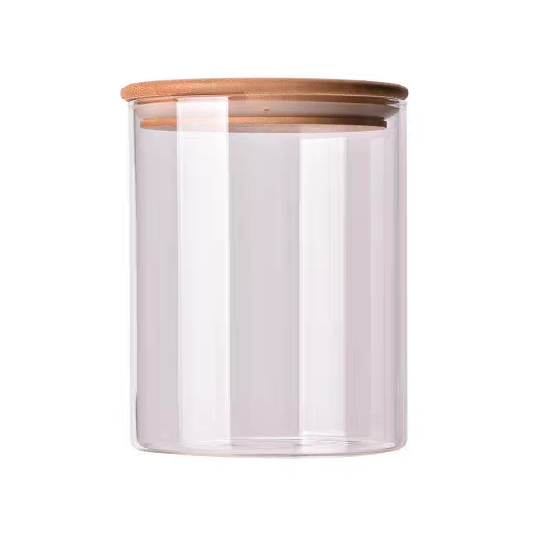 Voorraadpot 750 ml glas bamboe