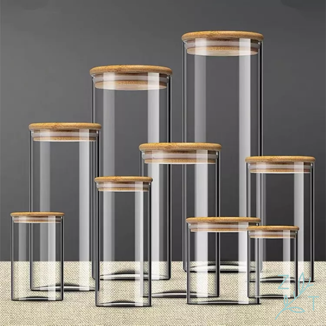 Voorraadpot glas bamboe